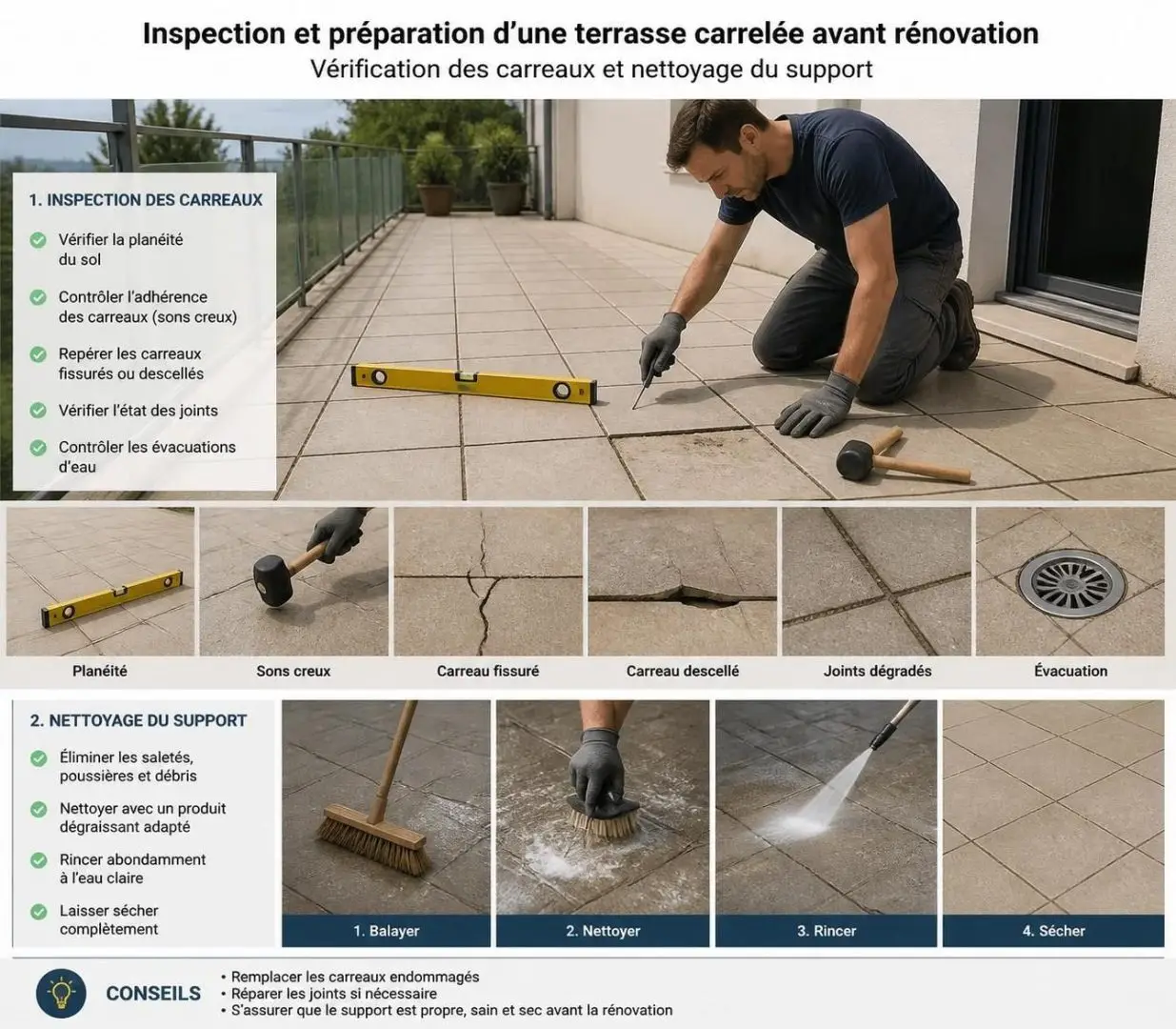 découvrez comment rénover une terrasse carrelée sans tout déposer lorsque le support est sain, avec une méthode simple et des conseils pratiques pour un résultat efficace et durable.