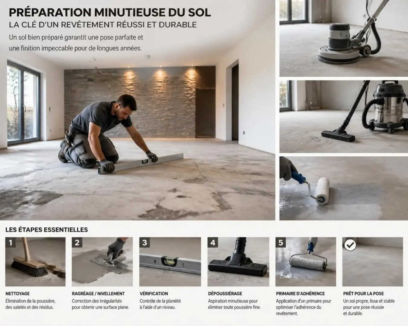 découvrez les étapes essentielles à suivre avant la pose d'un revêtement de sol neuf pour garantir un résultat durable et esthétique.