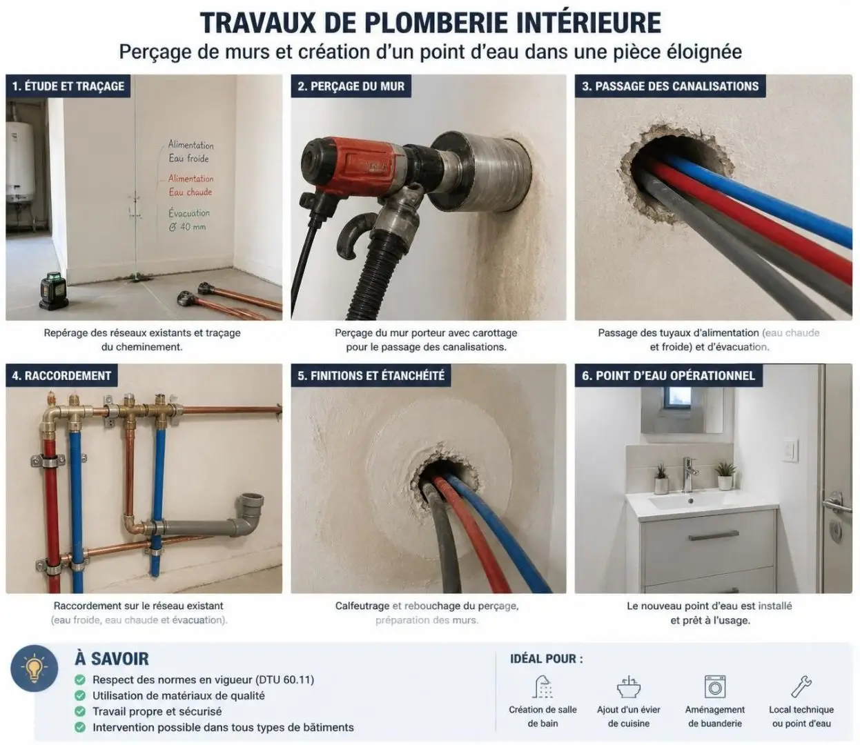 découvrez le coût estimatif pour créer un point d'eau dans une pièce éloignée de la colonne, incluant les matériaux, la main-d'œuvre et les contraintes techniques.